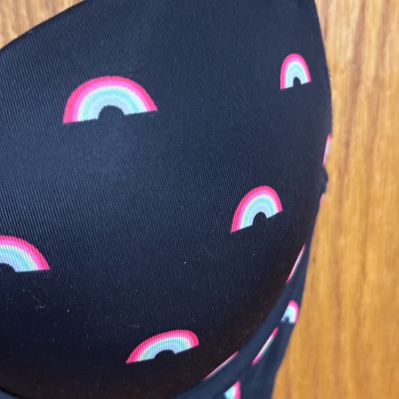 PINK Victoria's Secret Black Bra with Rainbow Accents Sz 32D - Picture 2 of 7
